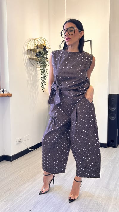 COORDINATO A POIS MARRONE