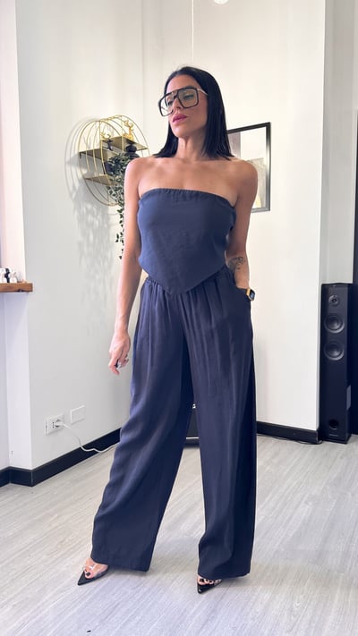 COORDINATO TOP BANDANA NERO
