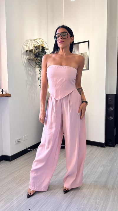 COORDINATO TOP BANDANA ROSA