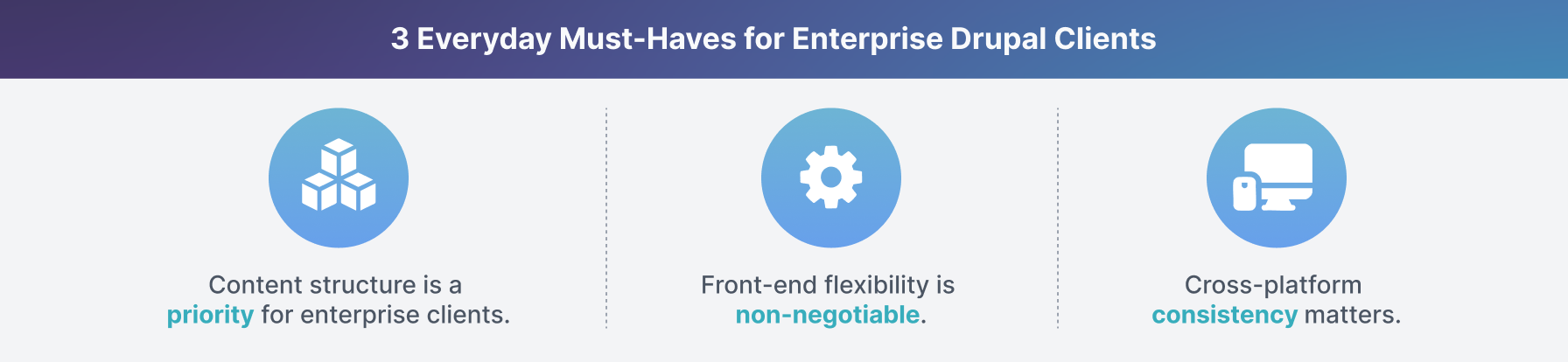 3 needs for enterprise Drupal clients detailed above