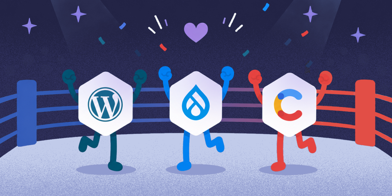 WordPress vs Drupal vs Contentful illustration alluding the content above