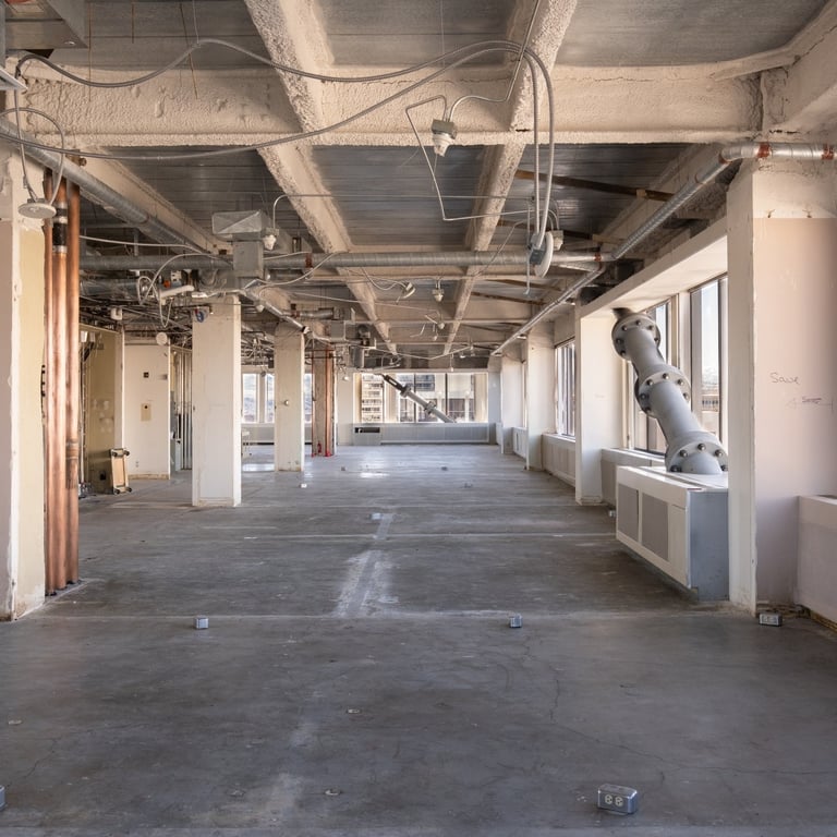 Open floor during renovation showing exposed structure