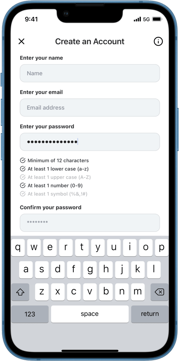 iOS preview for Sign Up Form with Password Validation