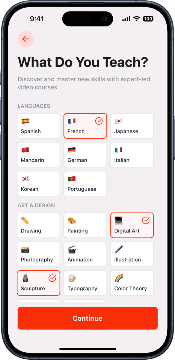 iOS preview for Multi-Select Screen with Checkboxes