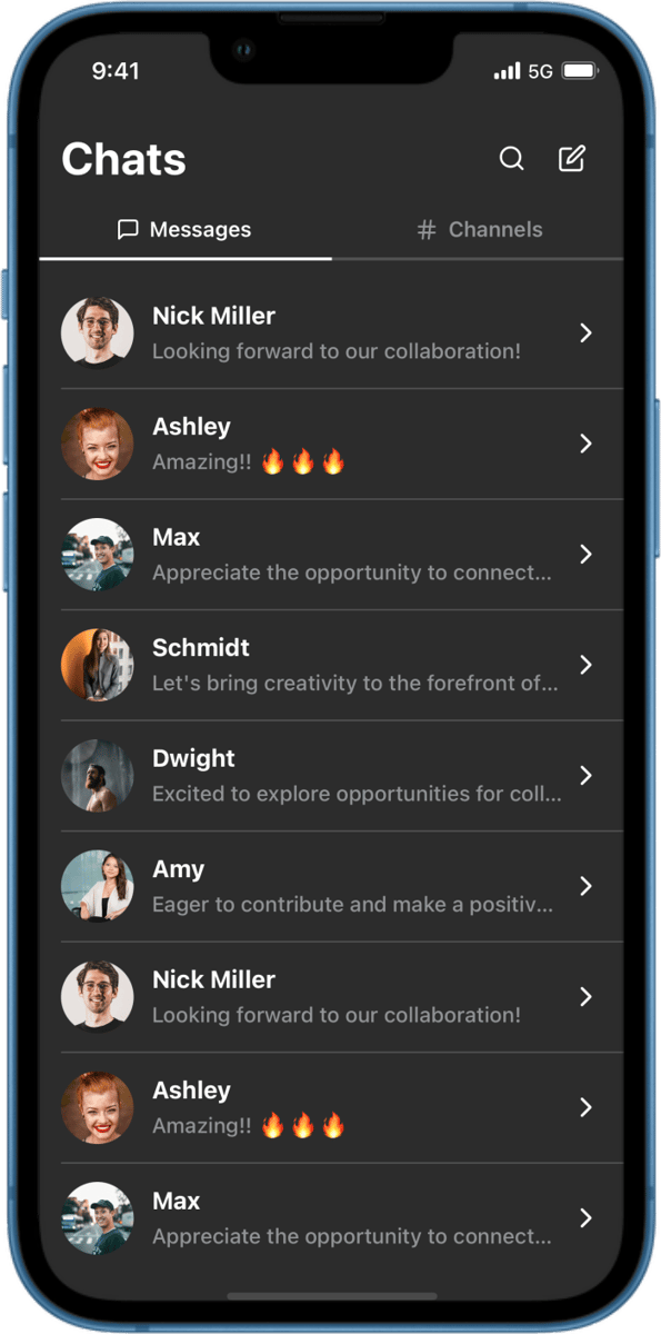 iOS preview for Dark Mode List with Circular Thumbnails