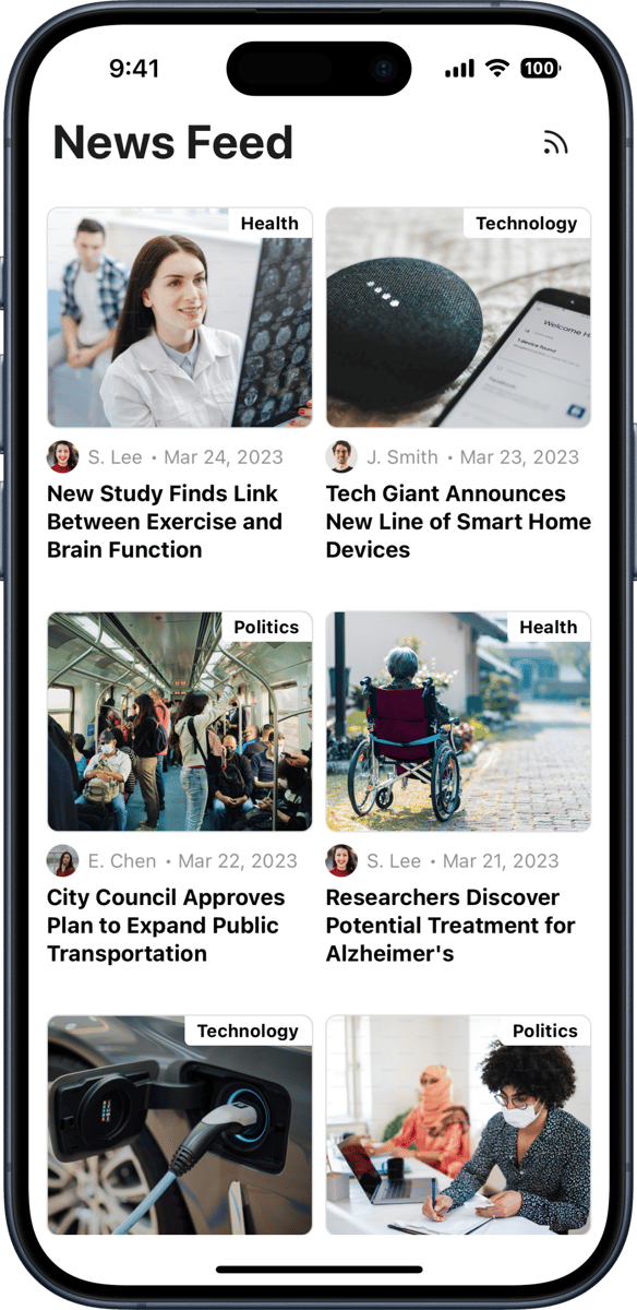 iOS preview for Grid News Feed