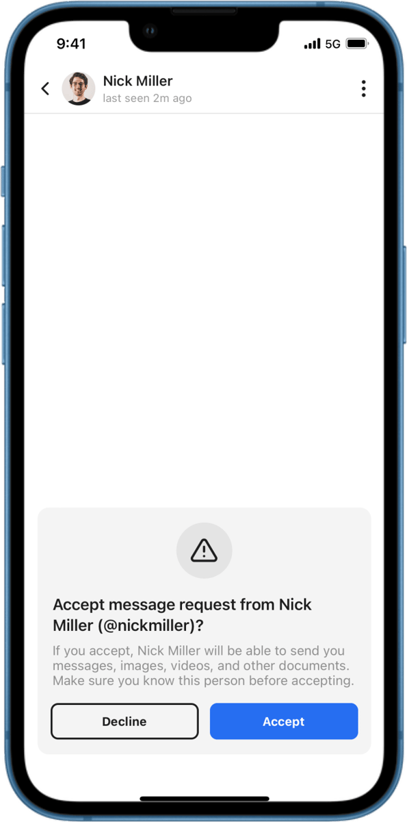 iOS preview for Message Request Alert in Chat Screen