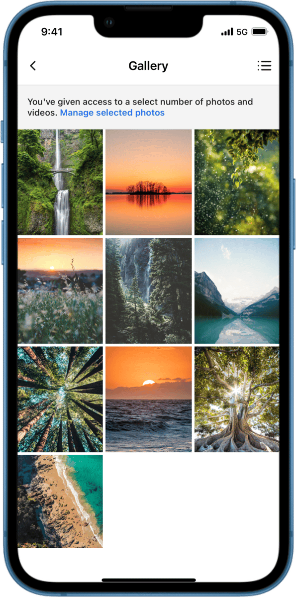 iOS preview for Simple Gallery Screen