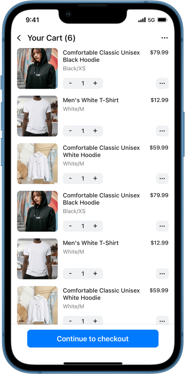 iOS preview for Clothing Store Cart Screen