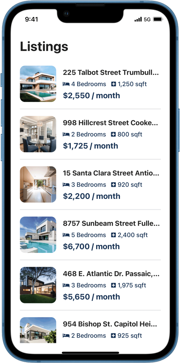 iOS preview for Three-Line List with Rounded Thumbnails and Meta Text
