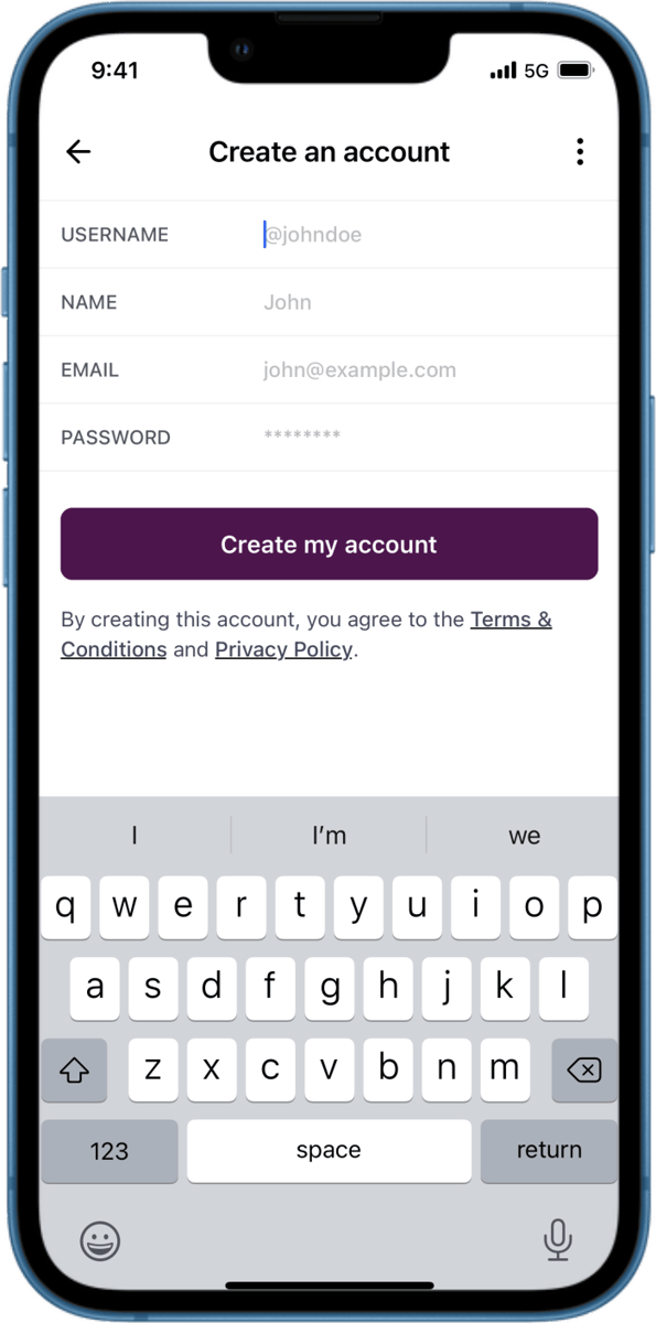iOS preview for Inline Sign Up Form