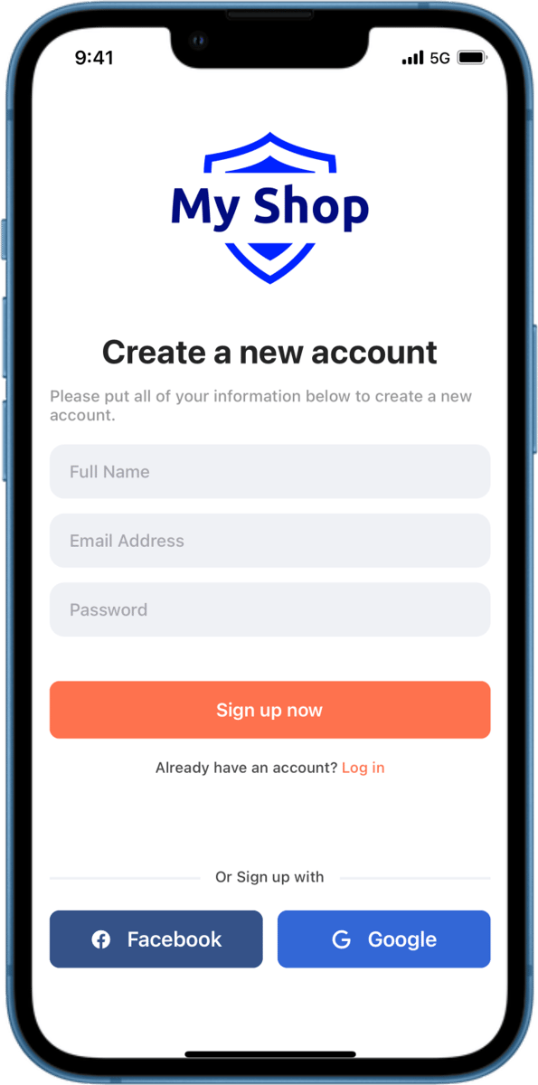 iOS preview for Sign up Form with Logo