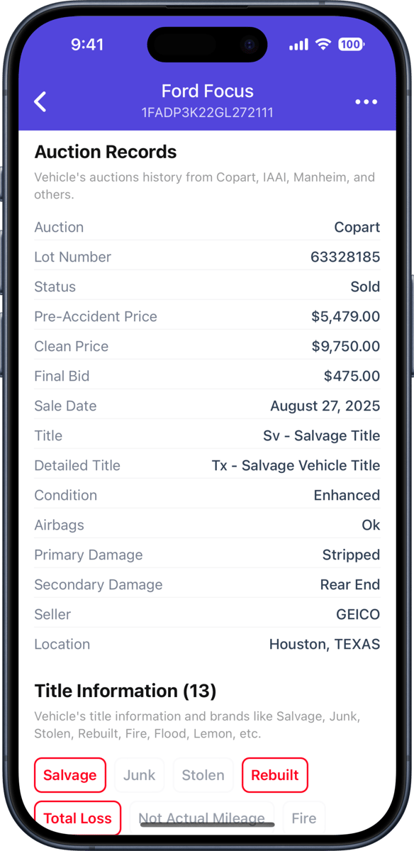 auction records page