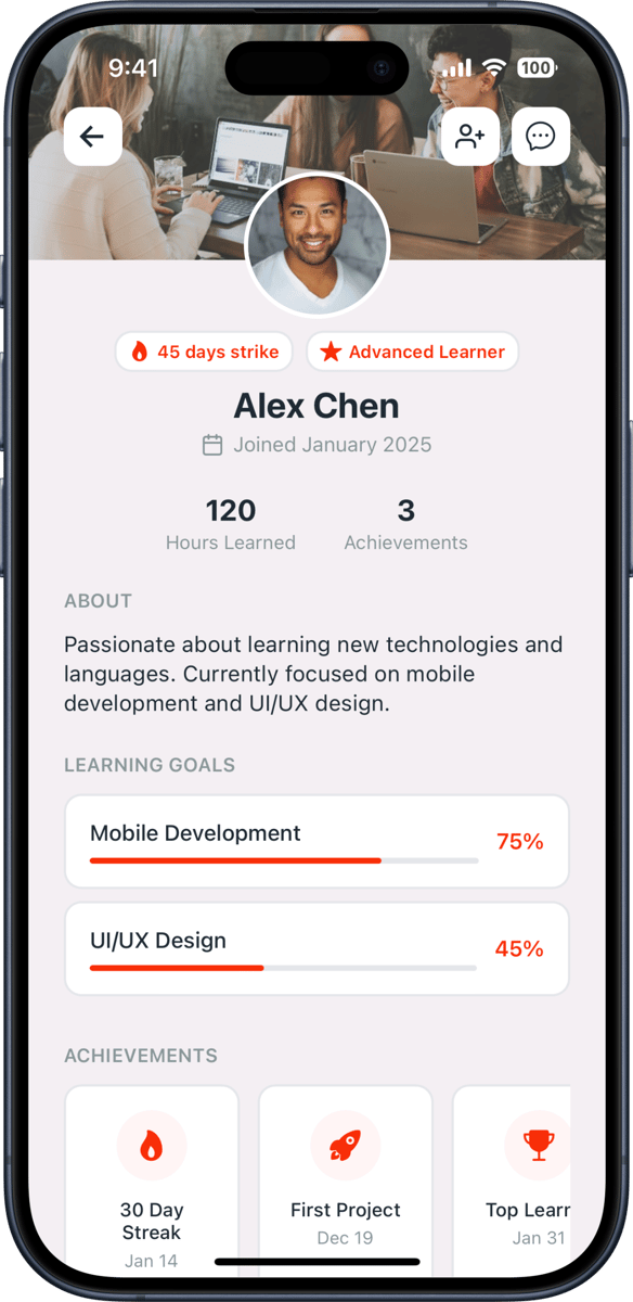 iOS preview for Student Profile Screen