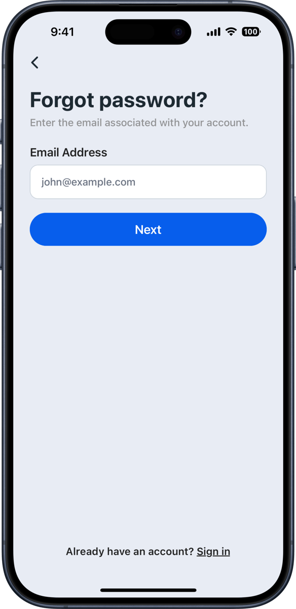 iOS preview for Simple Forgot Password Form