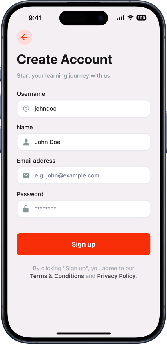 iOS preview for Modern Sign Up Form