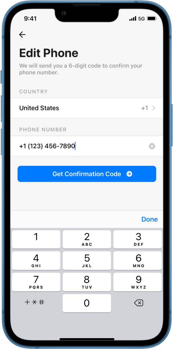 iOS preview for Phone Number Field with Country Picker