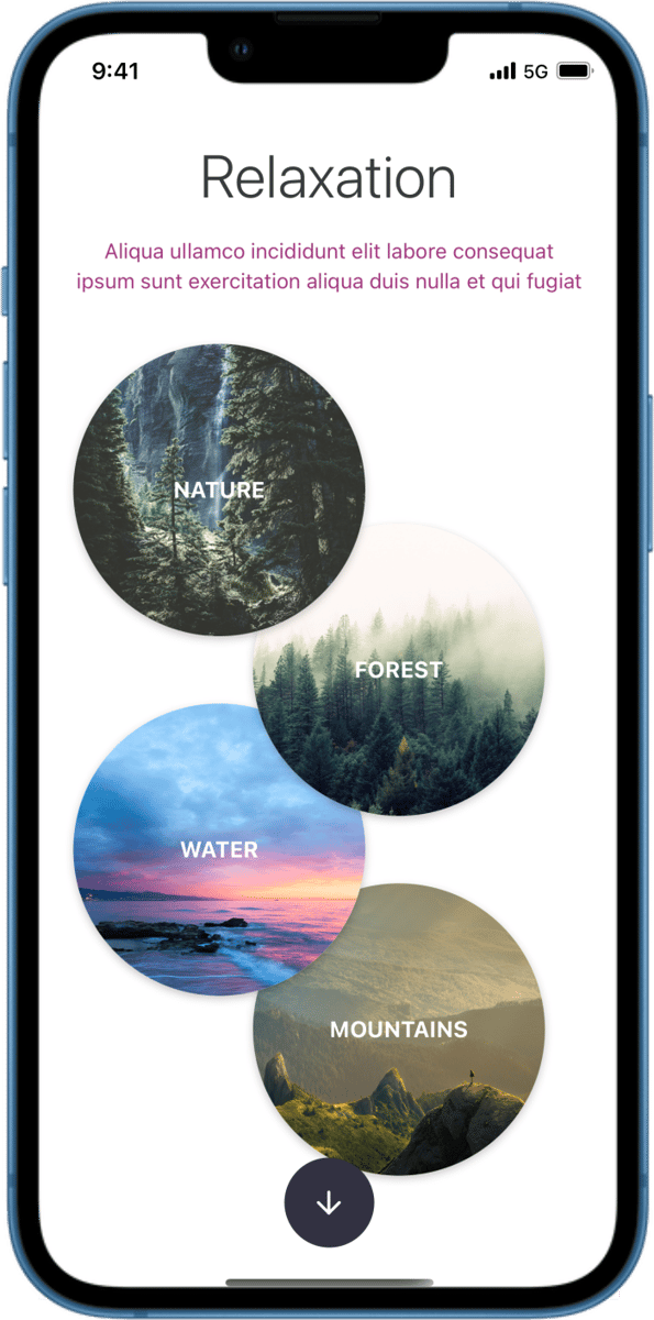 iOS preview for Landing Page with Photos and Overlay Text
