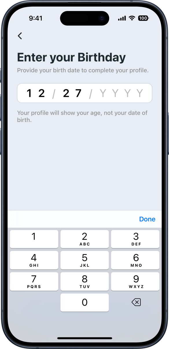 iOS preview for Birthday Date Input