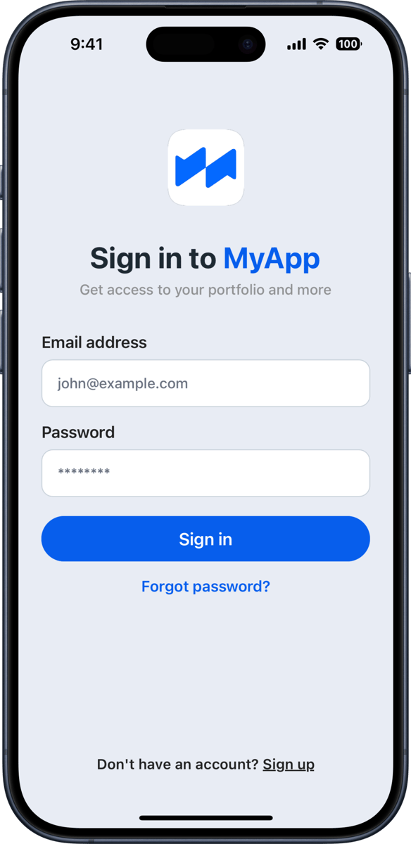 iOS preview for Sign In Form with Logo