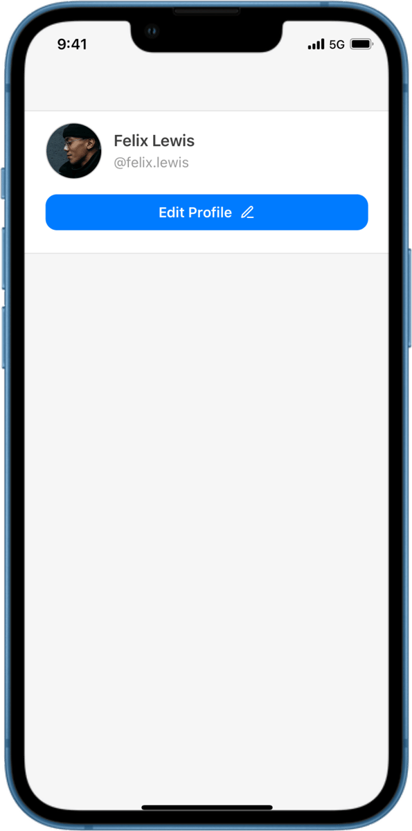iOS preview for Left-Aligned Avatar, Two-Line Text, and Button