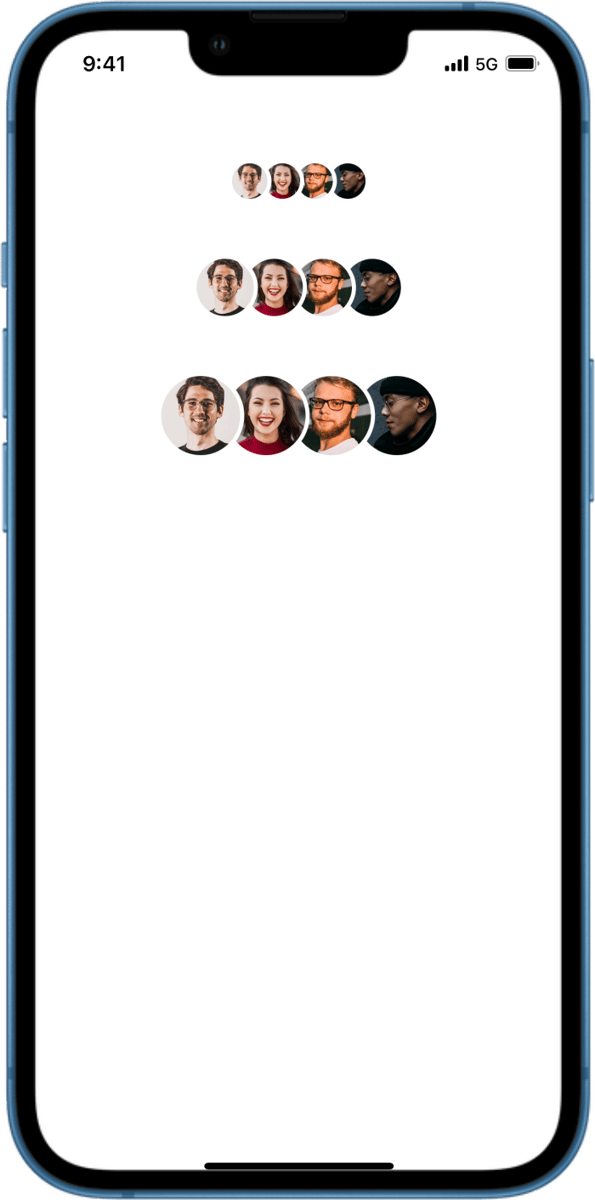 iOS preview for Stacked Circular Avatars Top to Bottom