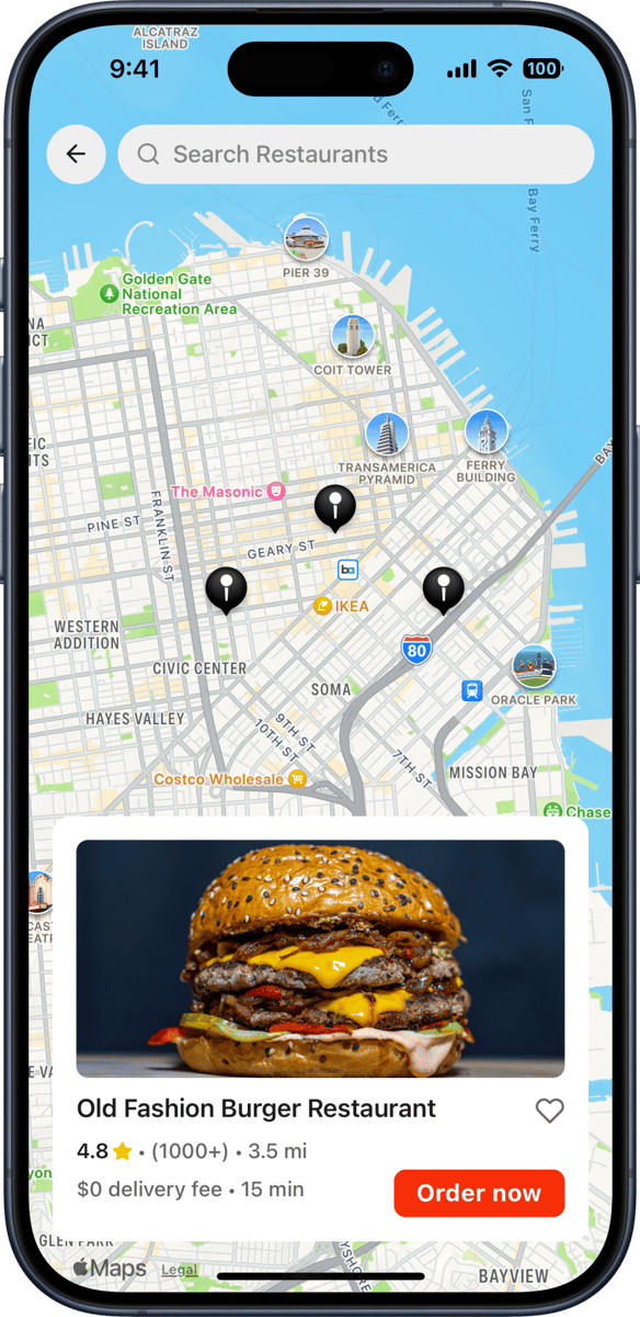 iOS preview for Restaurants Map Screen