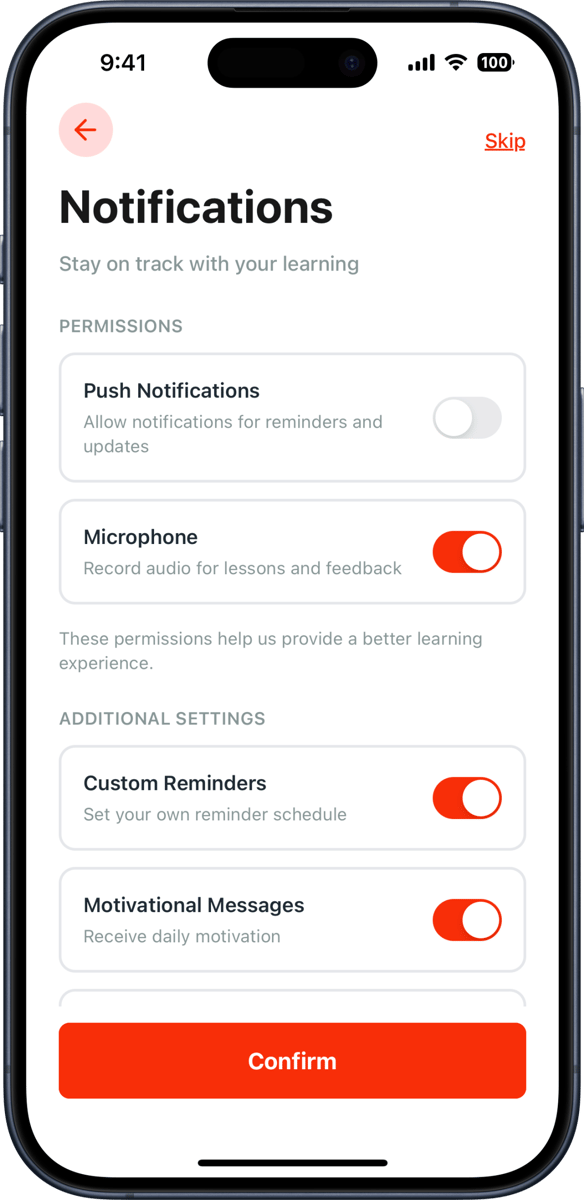 iOS preview for Modern Permissions Screen