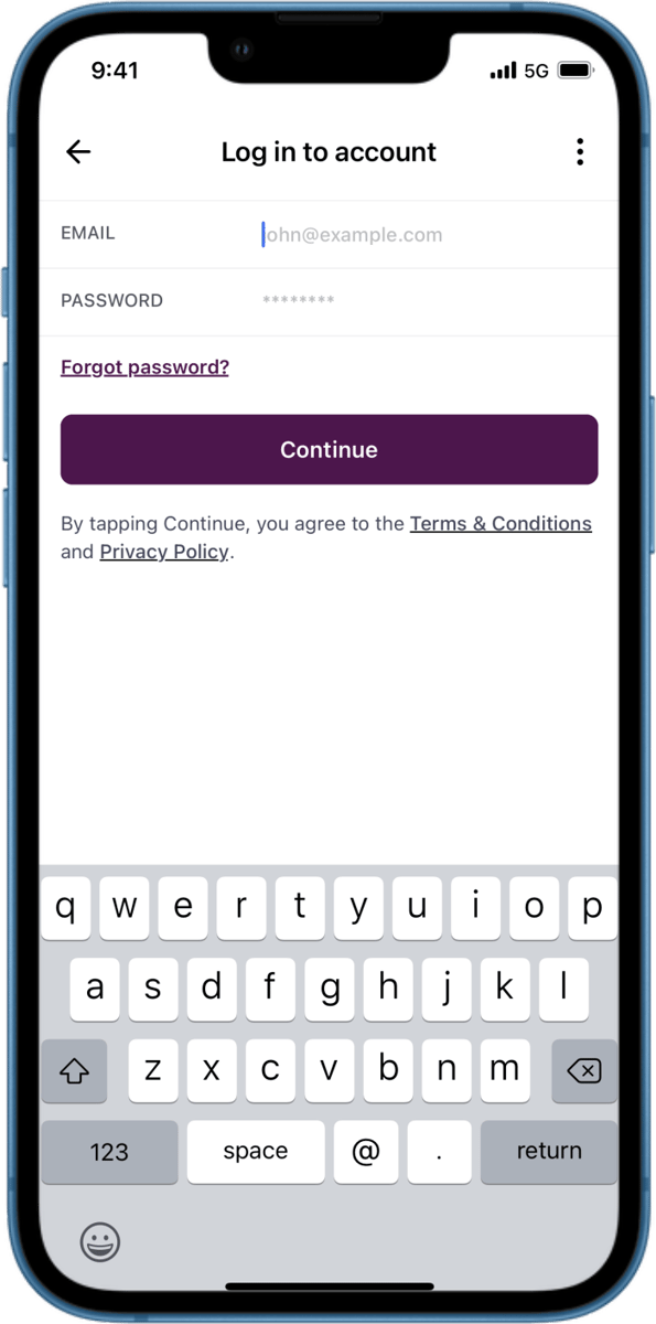 iOS preview for Inline Sign In Form