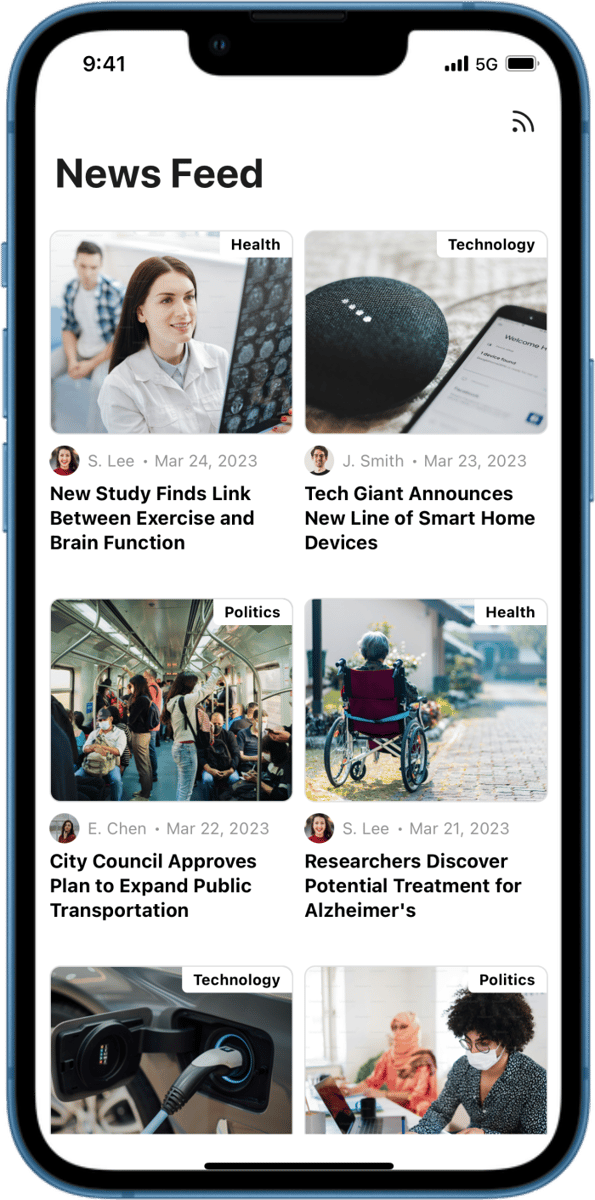 iOS preview for Grid News Feed