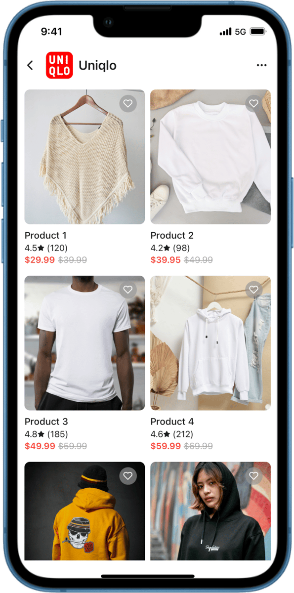 iOS preview for Clothing Store Product Screen