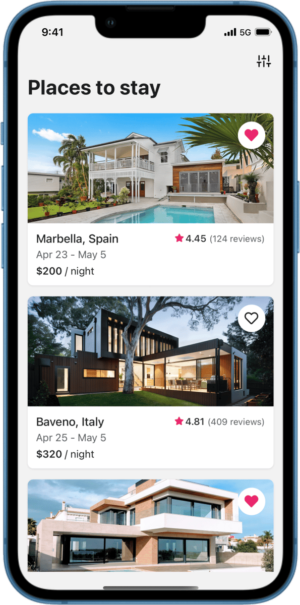 iOS preview for Places Card List with Typographic Hierarchy