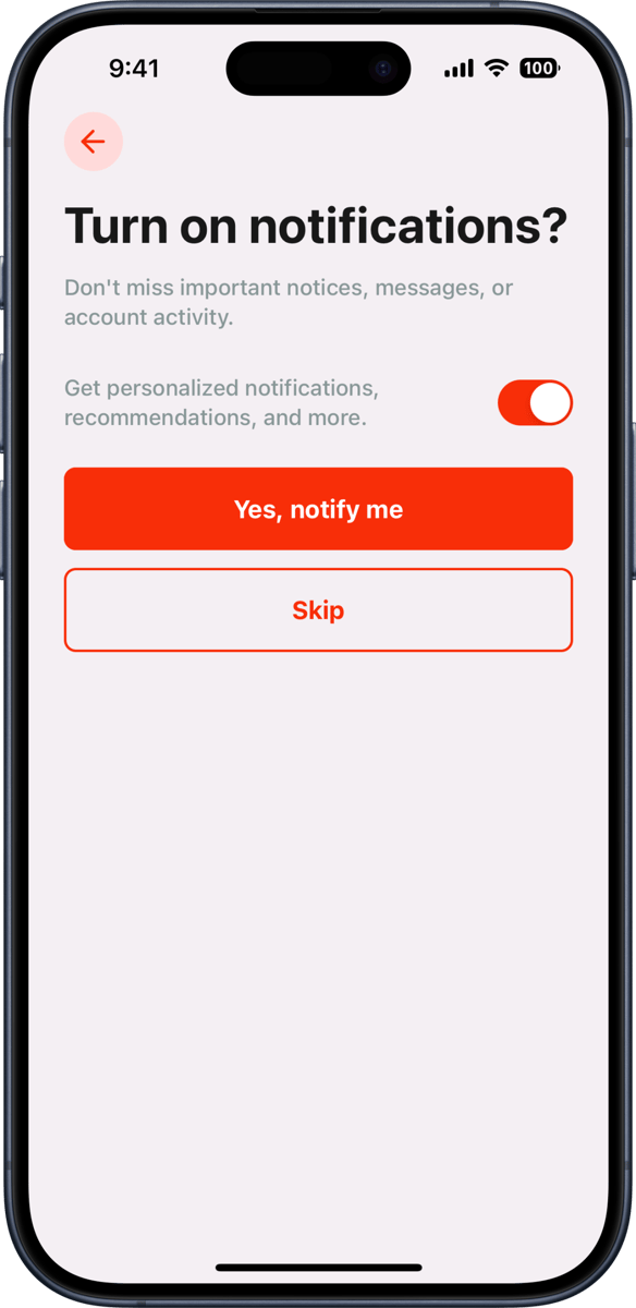 iOS preview for Modern Permissions Screen