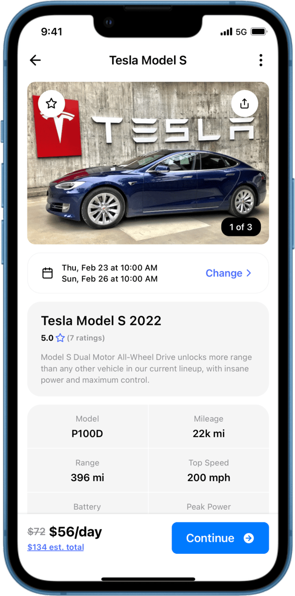 iOS preview for Car Rental Detailed Screen