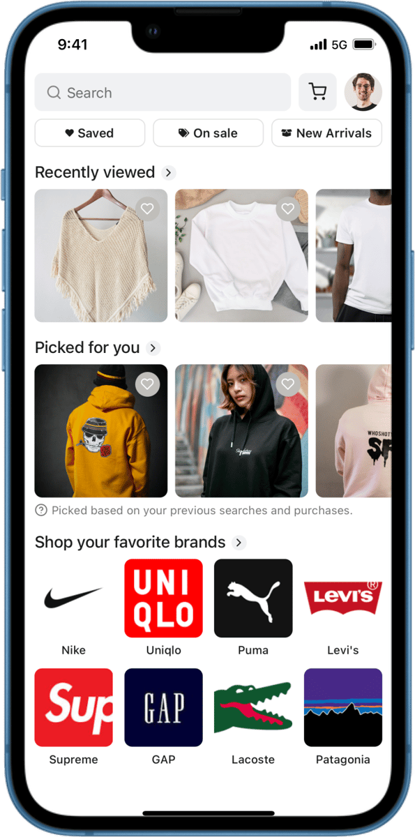 iOS preview for Clothing Store Home Screen