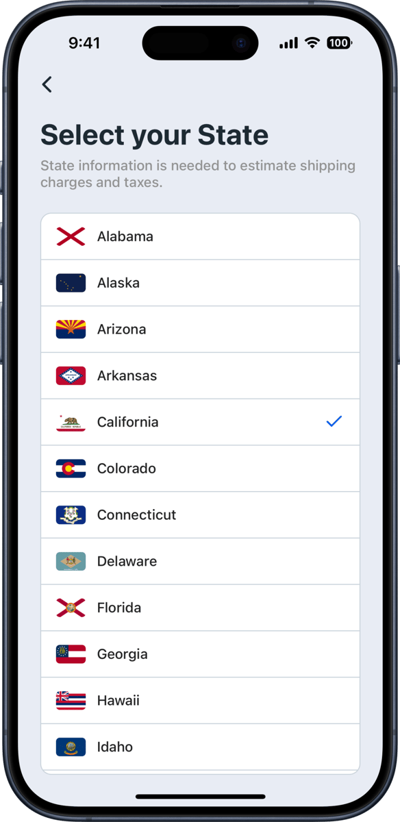 iOS preview for State Picker with Flags