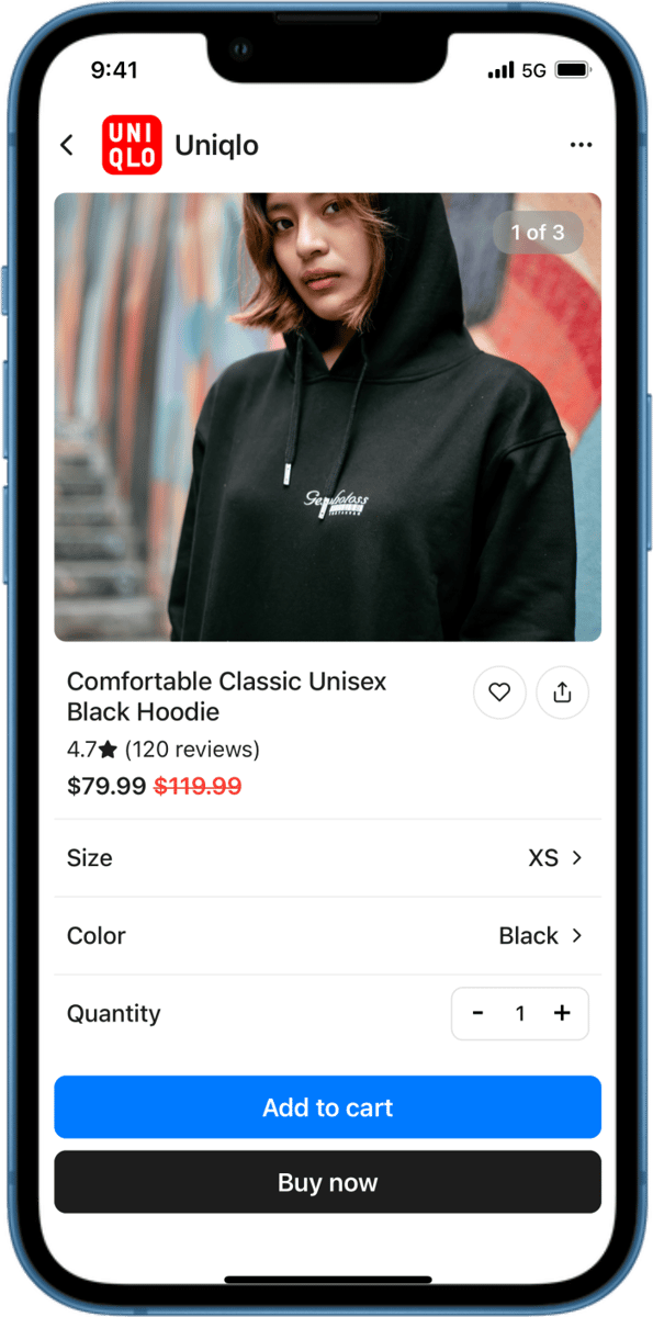 iOS preview for Clothing Store Product Screen