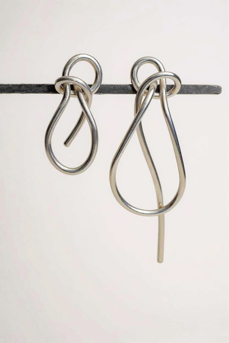 Knot Minimalist Stud Earrings - SS White gold-tone plated