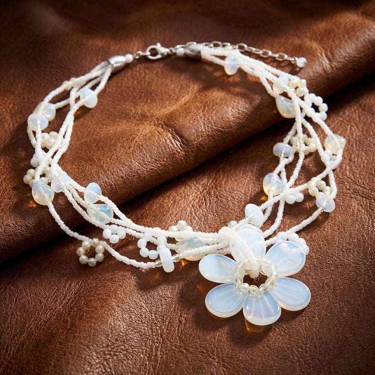 Artisan Czech Glass Flower Pendant Necklace