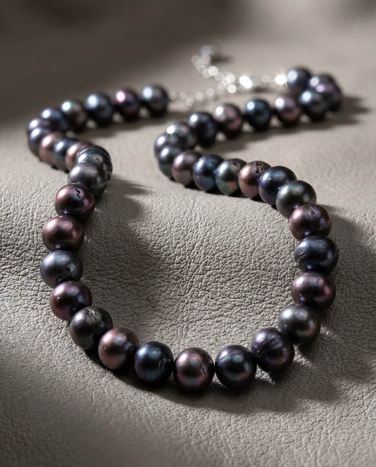 Natural Blue-Black Potato Pearl Necklace