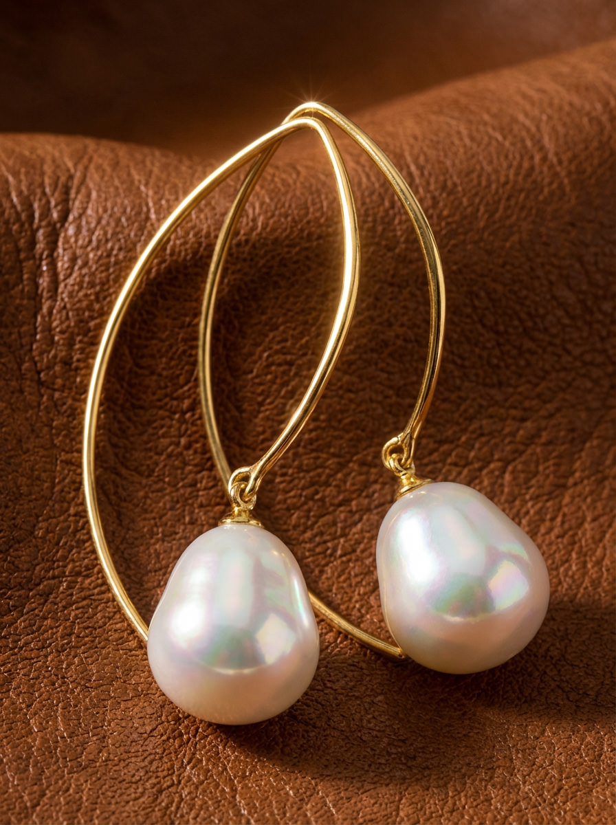 Golden-Silver Sterling Earrings with Majorica Pearl