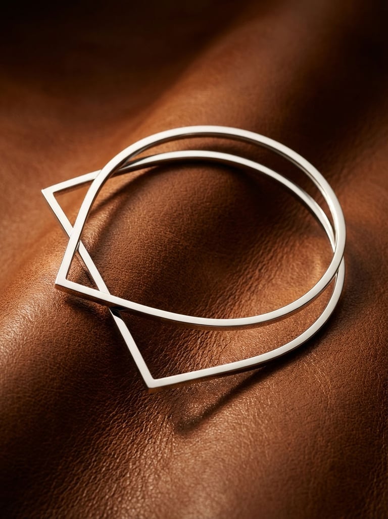 Geometric Teardrop and Half-Hoop Bangle Set