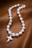 Baroque ‘Crushed Silk’ Pearl and Cross Necklace in Sterling Silver
