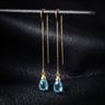 Topaz Elegance 14K Gold Teardrop Threader Earrings