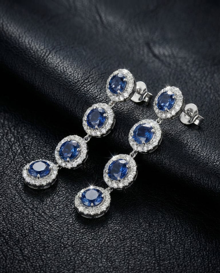 Sapphire Cascade Eight-Link Drop Earrings