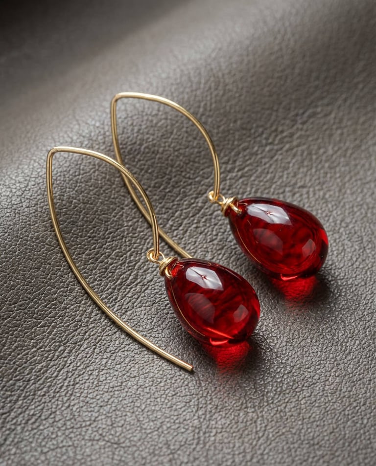 Red Raindrop Dangle Earrings