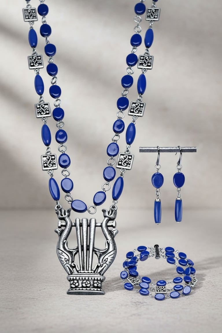 Blue Czech Glass Alf Instrument Set