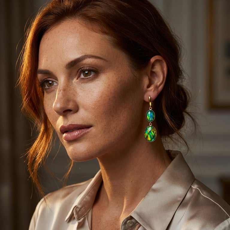 Contemporary Opal Cabochon Lever Back Earrings