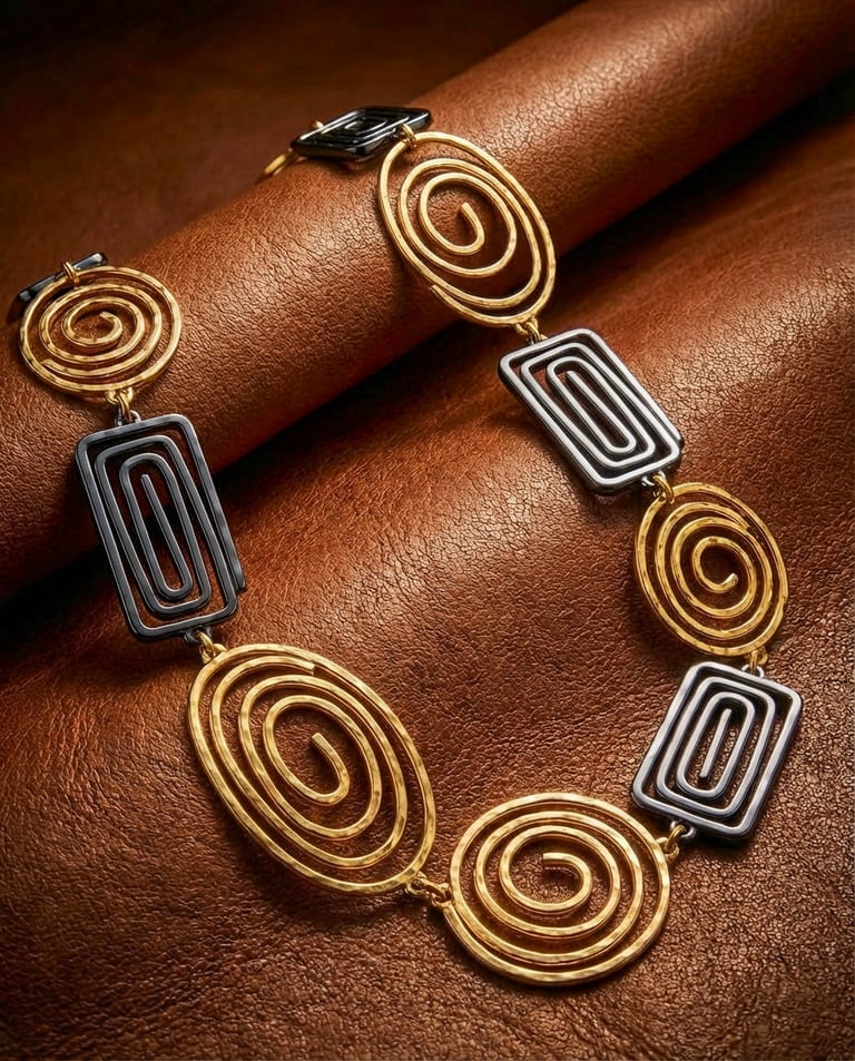 Hammered Sterling Silver and Black Ceramic Necklace