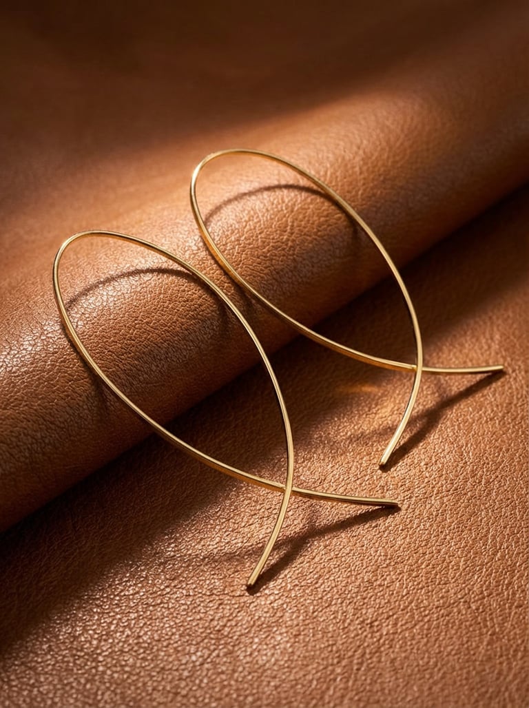 Elegance Arc: Modern 14K Gold and Sterling Silver Earrings